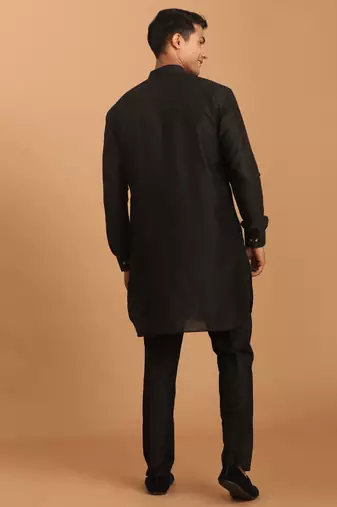 Black Viscose Kurta Pyjama Set