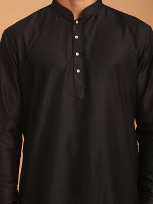 Black Viscose Kurta Pyjama Set 4