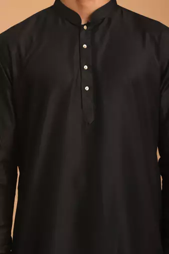 Black Viscose Kurta Pyjama Set