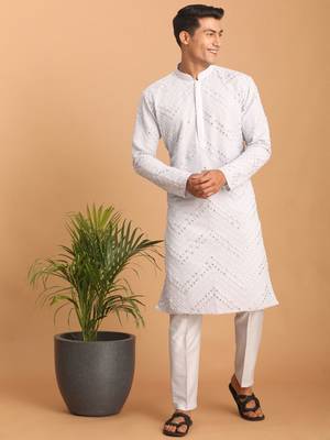 Aqua Georgette Kurta Pyjama Set 1