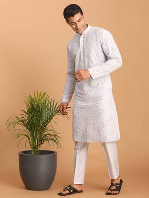 Aqua Georgette Kurta Pyjama Set 2