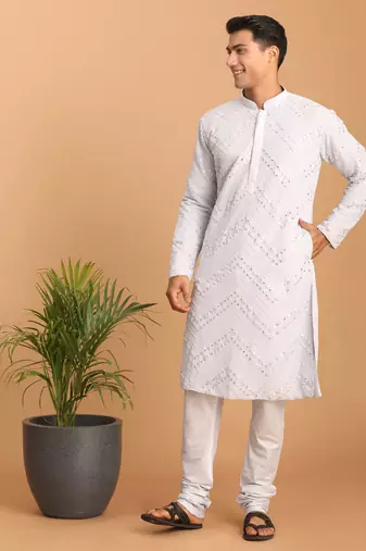 Aqua Georgette Kurta Pyjama Set