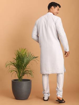 Aqua Georgette Kurta Pyjama Set 3