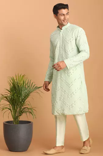 Mint Green Georgette Kurta Pyjama Set