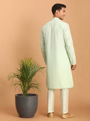 Mint Green Georgette Kurta Pyjama Set 3