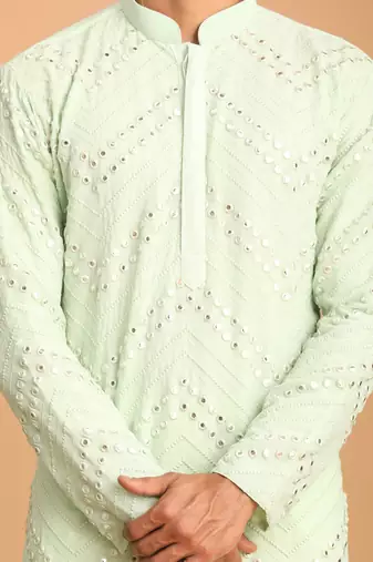Mint Green Georgette Kurta Pyjama Set