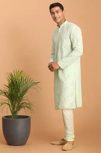 Mint Green Georgette Kurta Pyjama Set