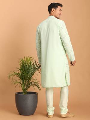 Mint Green Georgette Kurta Pyjama Set 3