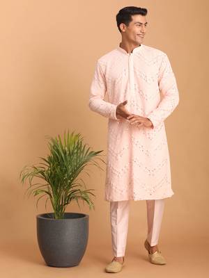 Pink Georgette Kurta Pyjama Set 1