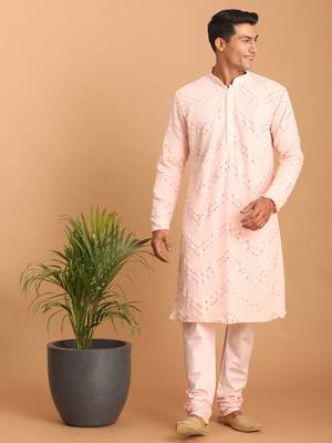 Pink Georgette Kurta Pyjama Set 1