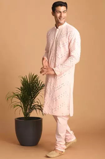 Pink Georgette Kurta Pyjama Set