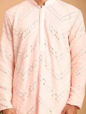 Pink Georgette Kurta Pyjama Set 4