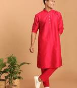 Men'S Pink Viscose Kurta Pyjama Set