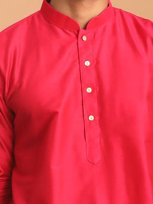 Men'S Pink Viscose Kurta Pyjama Set 4