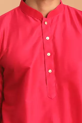 Men'S Pink Viscose Kurta Pyjama Set