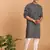 Grey And White Cotton Kurta Pyjama Set