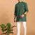 Green And White Cotton Short Kurta And Pyjama Set