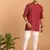 Maroon And White Cotton Short Kurta And Pyjama Set