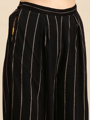 women's round neck ethnic motifs mustard straight kurta and palazzos with dupatta 5