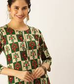 women's round neck solid foil print green straight kurta and palazzos