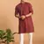 Maroon And White Cotton Kurta Pyjama Set