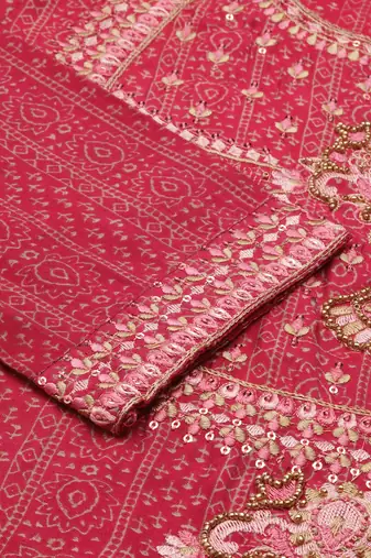 women's round neck ethnic motifs ajrakh pink straight kurta and trouser