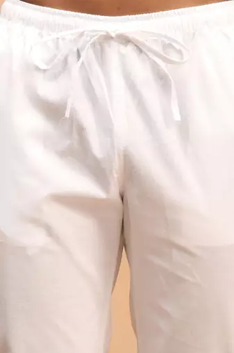 Aqua And White Cotton Kurta And Pyjama Set