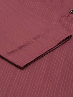 women's round neck woven design mauve straight kurta and trouser 3