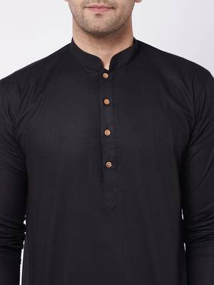Black And White Cotton Blend Kurta Pyjama Set 4