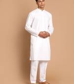 White Pure Cotton Kurta Pyjama Set