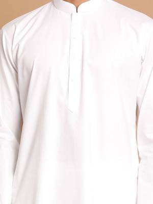 White Pure Cotton Kurta Pyjama Set 4