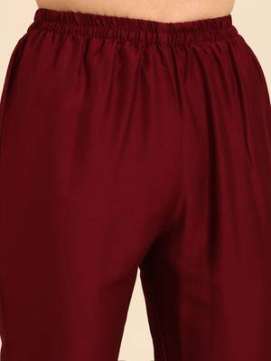 women's scoop neck solid burgundy straight kurta and trouser 5