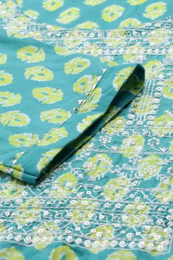 women's scoop neck ethnic motifs batik teal straight kurta and trouser