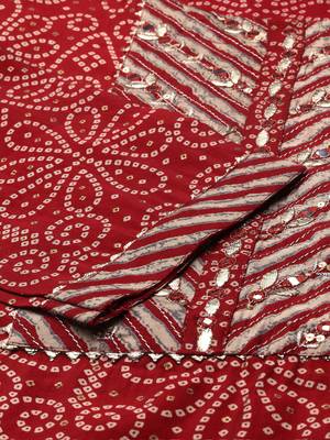 Showoff women's scoop neck bandhani maroon straight kurta and trouser 3