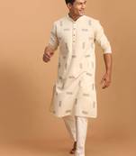 Cream Cotton Kurta Pyjama Set