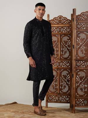 Black Georgette Kurta Pyjama Set 1