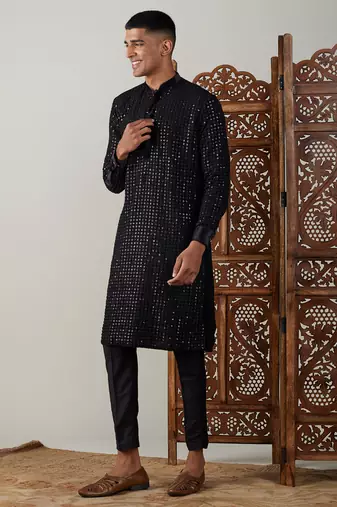 Black Georgette Kurta Pyjama Set