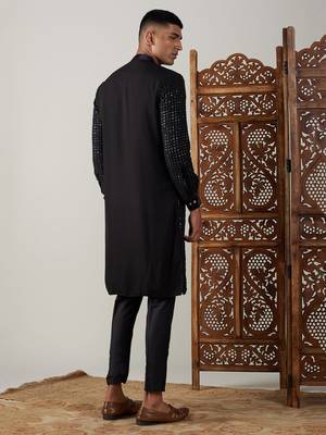 Black Georgette Kurta Pyjama Set 3