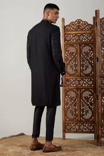 Black Georgette Kurta Pyjama Set