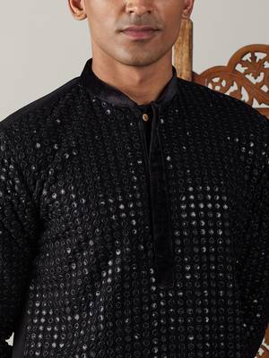 Black Georgette Kurta Pyjama Set 4