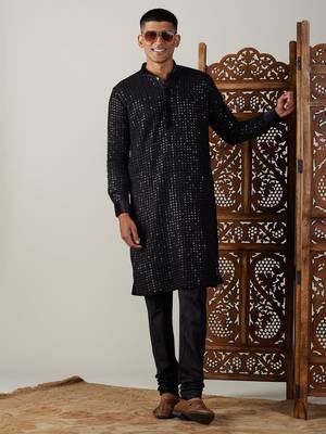 Black Georgette Kurta Pyjama Set 1