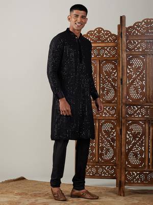 Black Georgette Kurta Pyjama Set 2