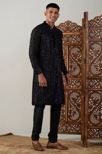 Black Georgette Kurta Pyjama Set