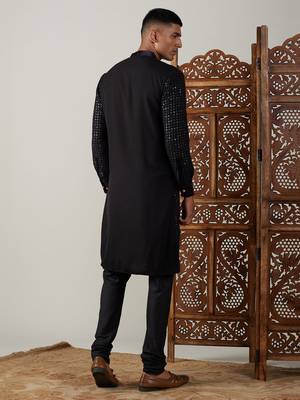 Black Georgette Kurta Pyjama Set 3