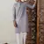 Grey And White Cotton Kurta Pyjama Set