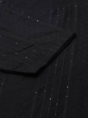women's scoop neck woven design black straight kurta and trouser 3