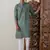Green And White Cotton Kurta Pyjama Set