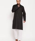 Black And White Cotton Kurta Pyjama Set