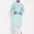 Aqua And White Cotton Kurta Pyjama Set