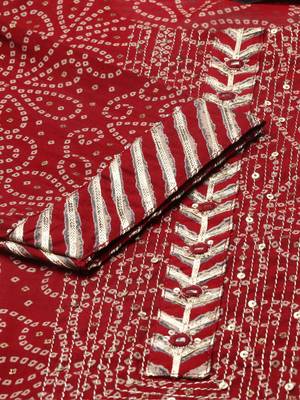 women's scoop neck bandhani maroon straight kurta and trouser 3